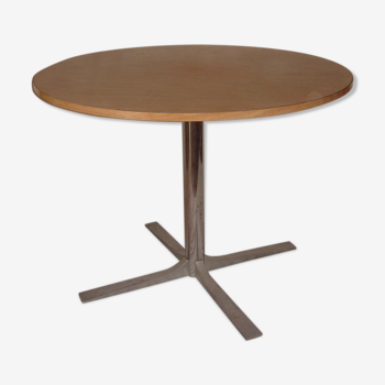 Table ronde seventies pied chromé et plateau formica