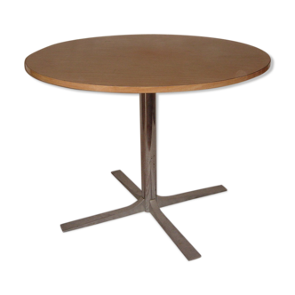 Table ronde seventies pied chromé et plateau formica