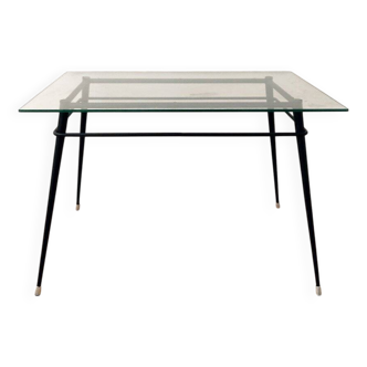 Metal and Glass Dining Table, 1970s