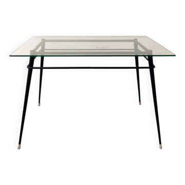 Metal and Glass Dining Table, 1970s