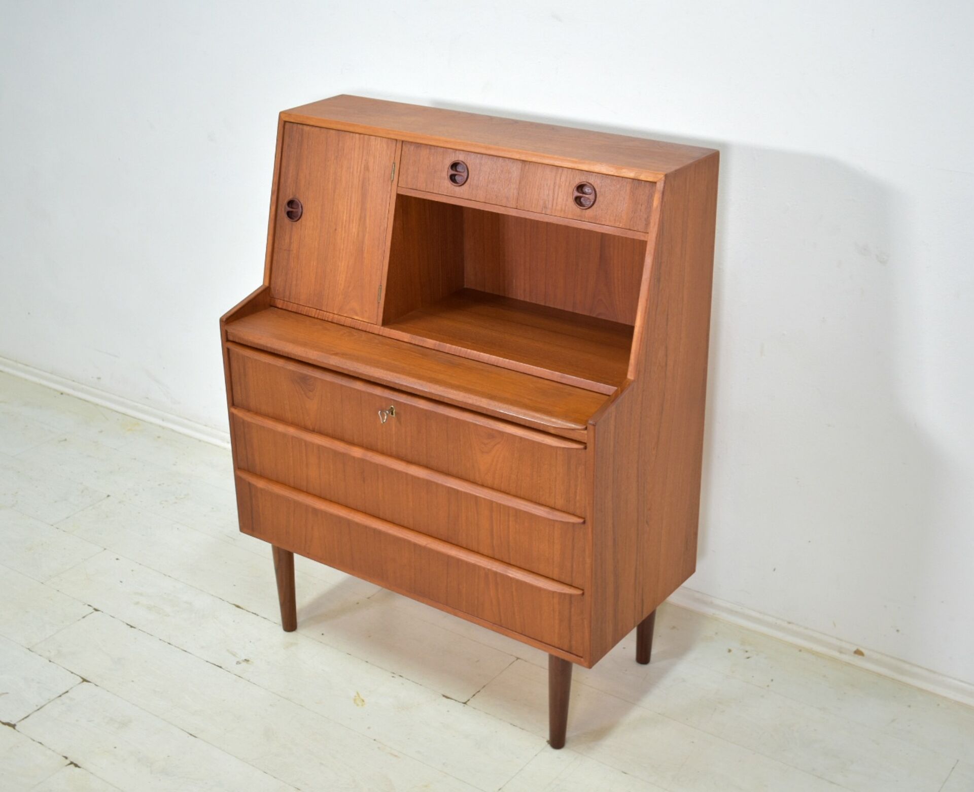 Danish sekretary teak 1960s vintage Scandinavian mid century