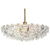 Chandelier, brass and crystal glass by Kinkeldey, Germany, 1970s.
