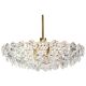 Chandelier, brass and crystal glass by Kinkeldey, Germany, 1970s.