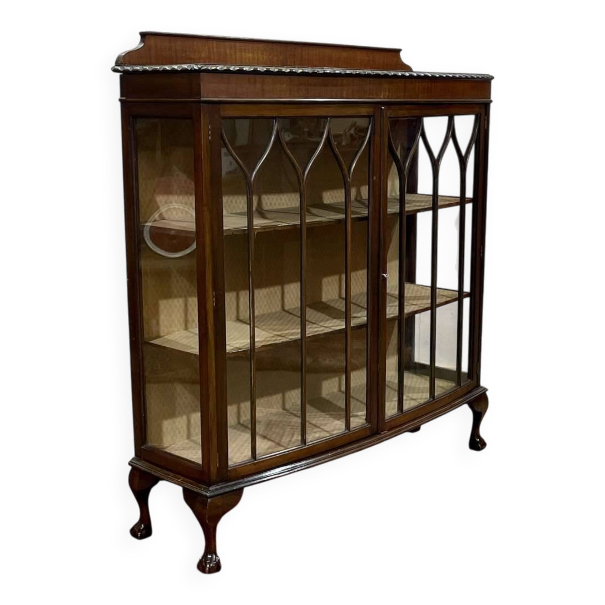 Early 20th century English mahogany display cabinet