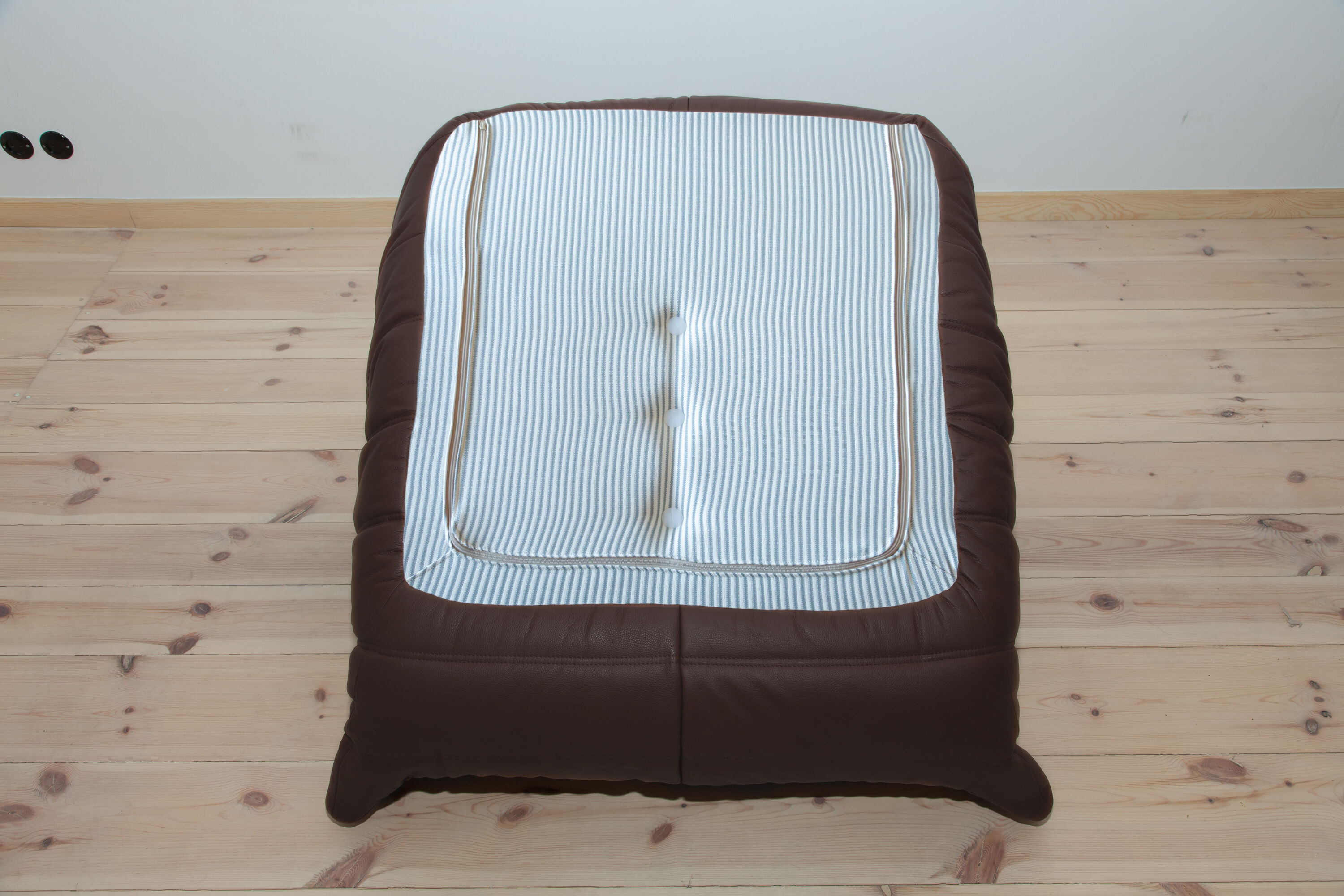 Togo armchair in brown madras leather model designed by Michel Ducaroy 1973