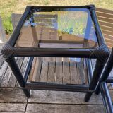 Paire de table basse en rotin