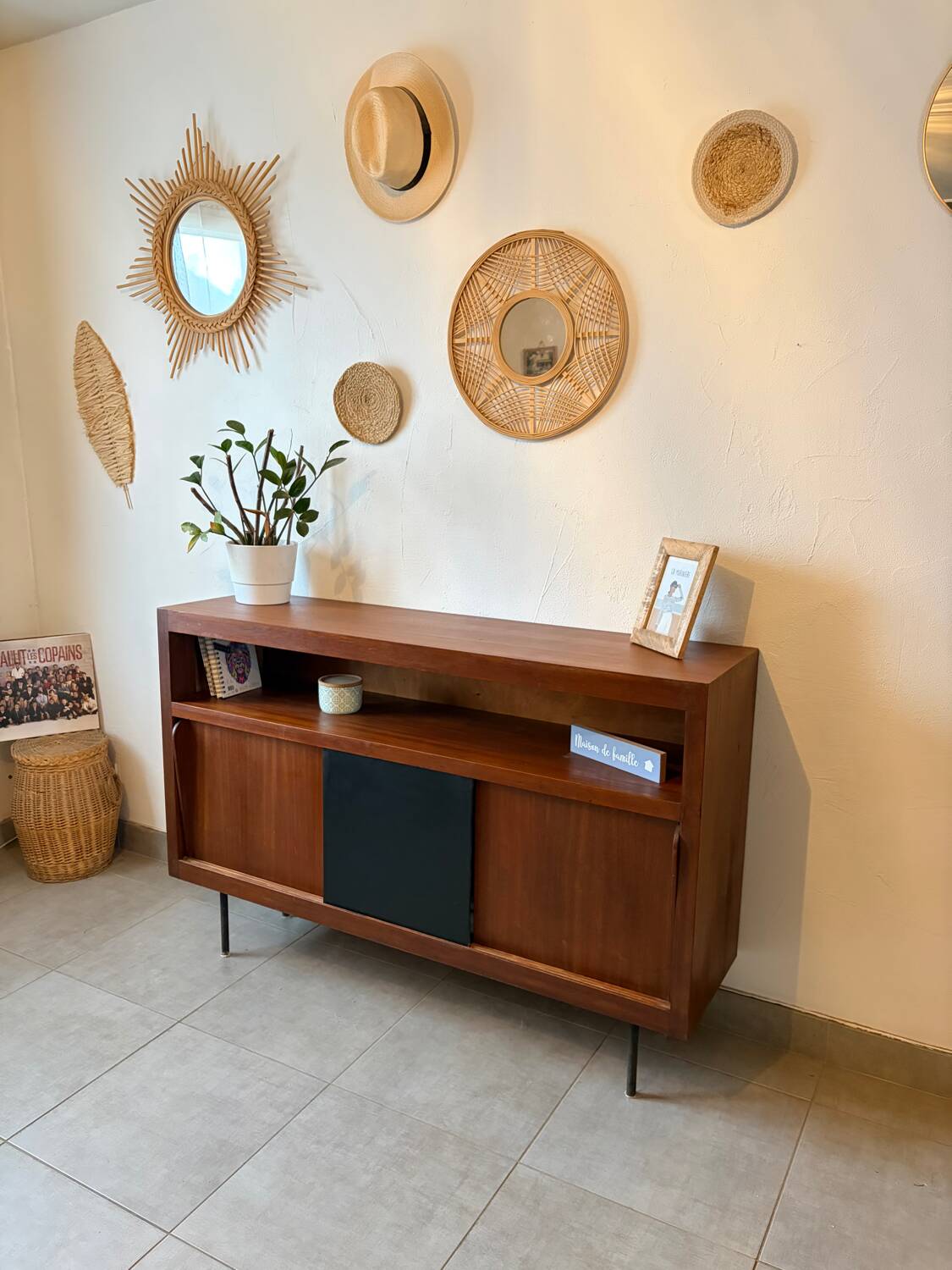 Vintage high teak sideboard