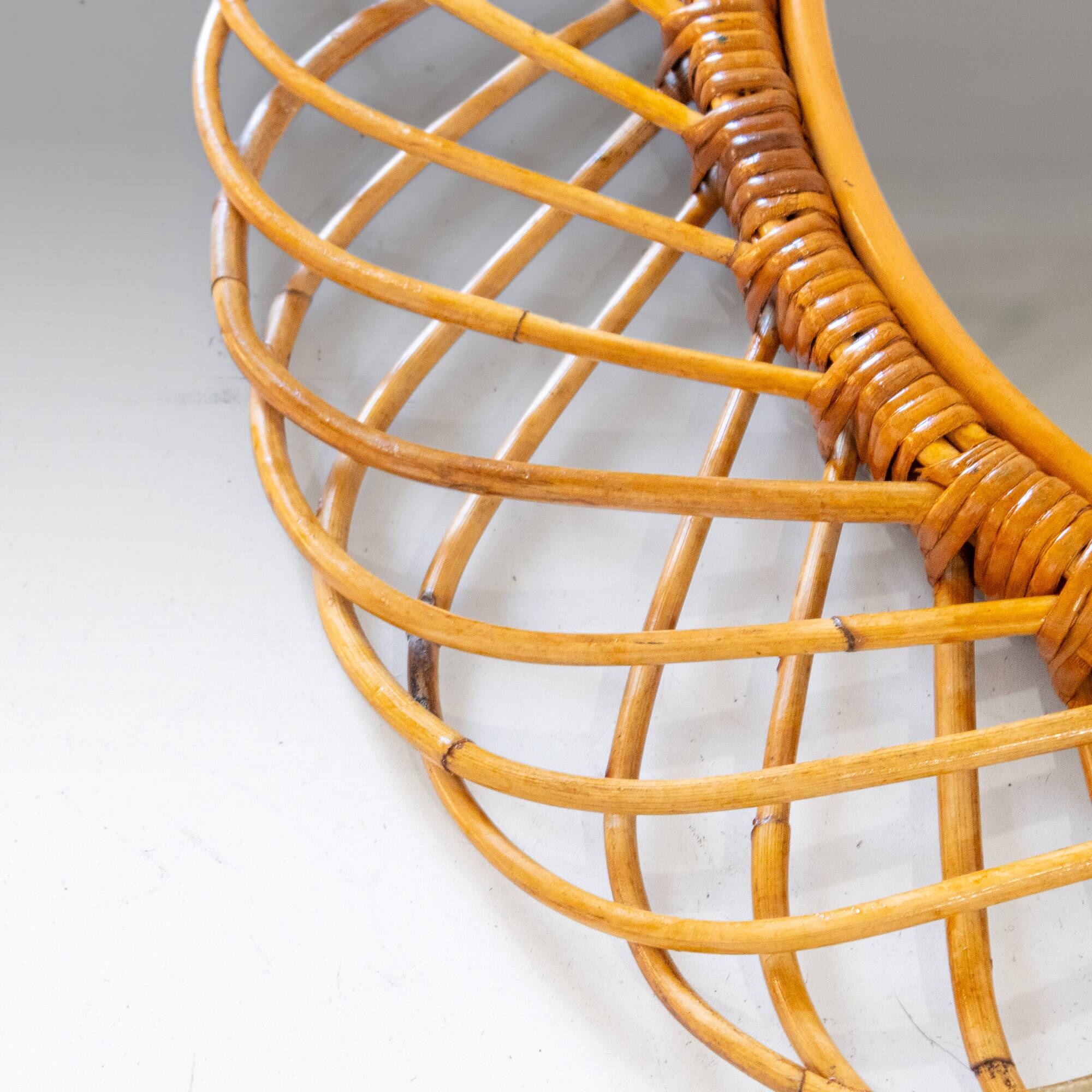 Mid- Century Modern Sunburst Bamboo Mirror, Franco Albini, Italy 1960s