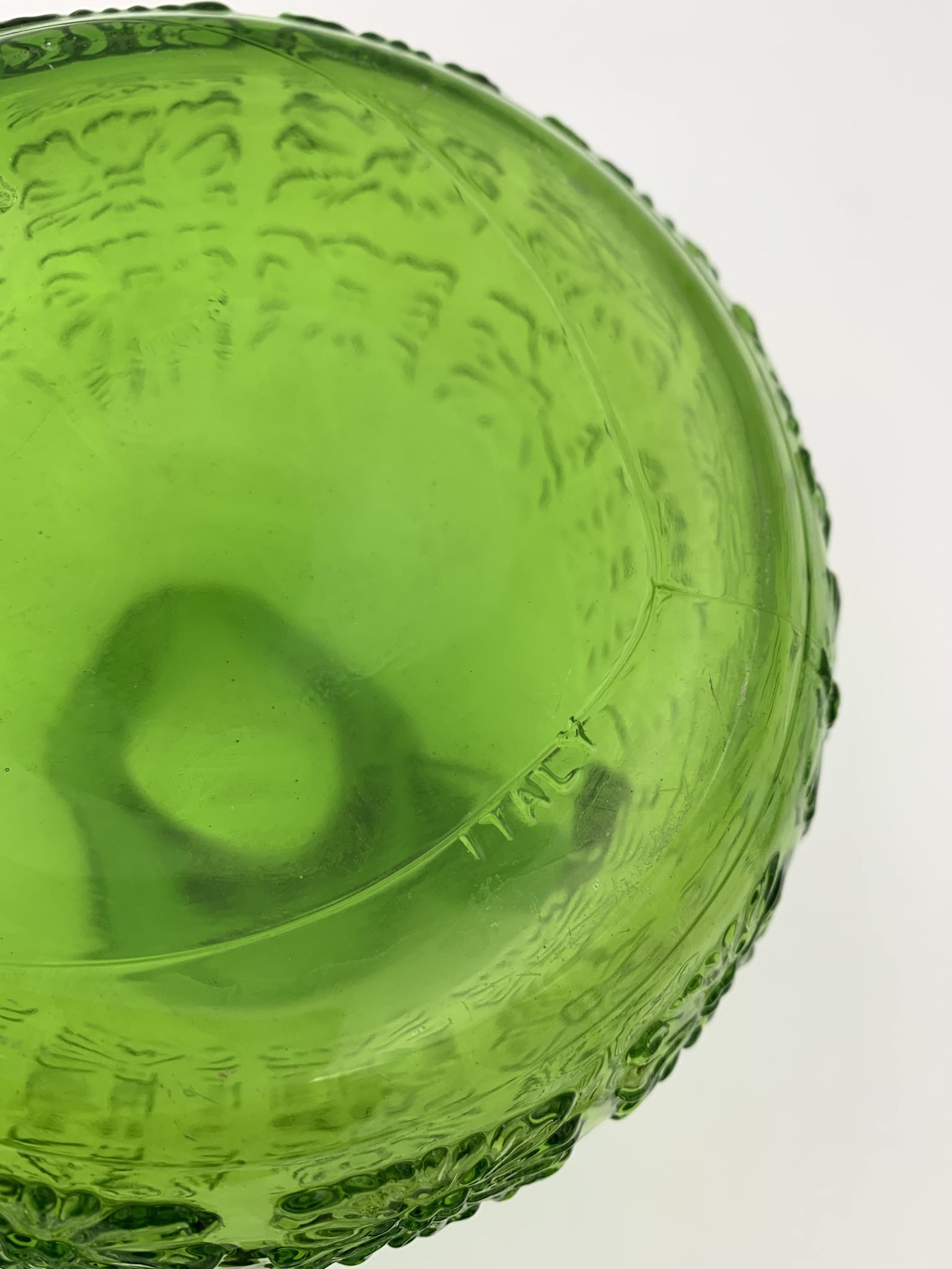 Vintage glass pitcher, chlorophyll green, Italy - 1960s-1970s.