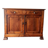 Large crédence buffet en noyer à patine brune milieu xixe de style  brutaliste