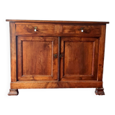 Large walnut buffet credenza with brown patina from the mid-19th century in brutalist style