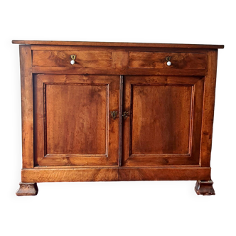 Large walnut buffet credence with brown patina mid-19th century brutalist style