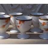 Vintage Japanese porcelain 8 egg cups with maple decor