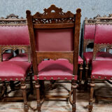 Series of 8 Renaissance walnut chairs circa 1850