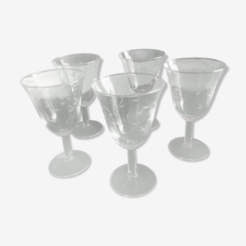 Lot de 5 verres à pied vintage