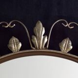 Large arched mirror with acanthus leaves and scrolls in gold metal from deknudt, 1960s