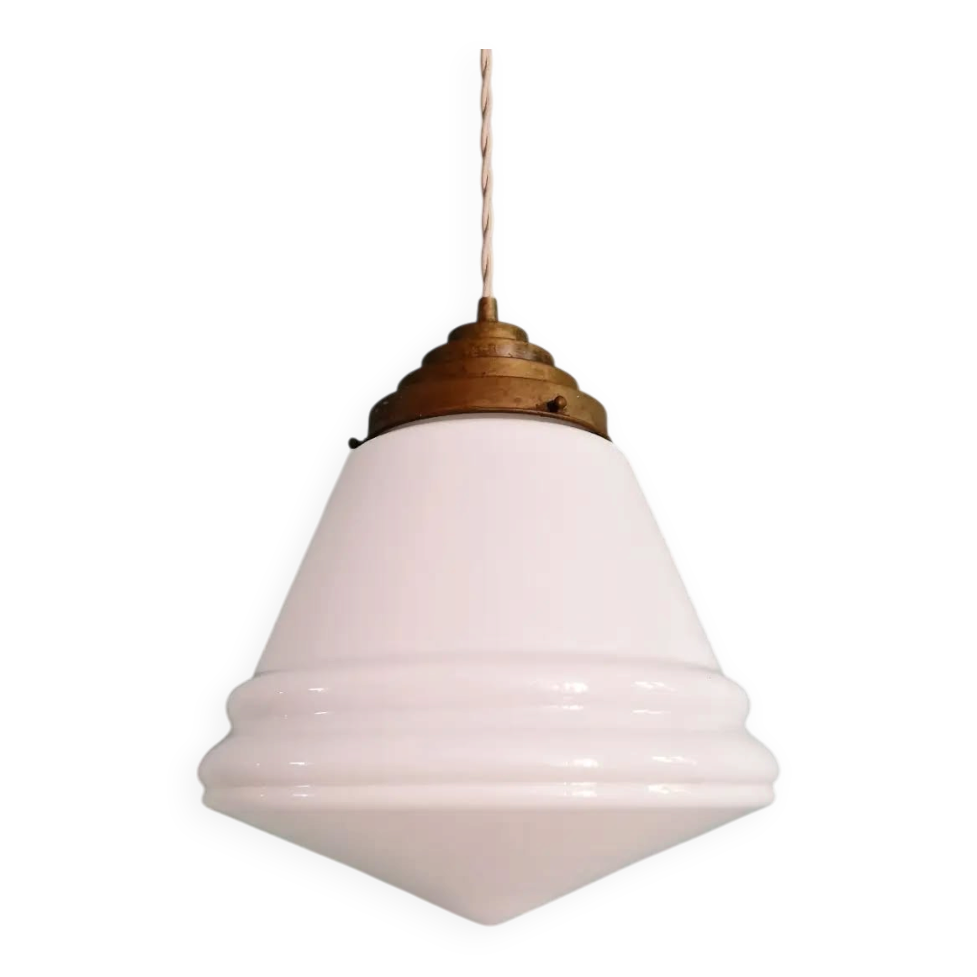 Art Deco conical white opaline suspension, 1920-30