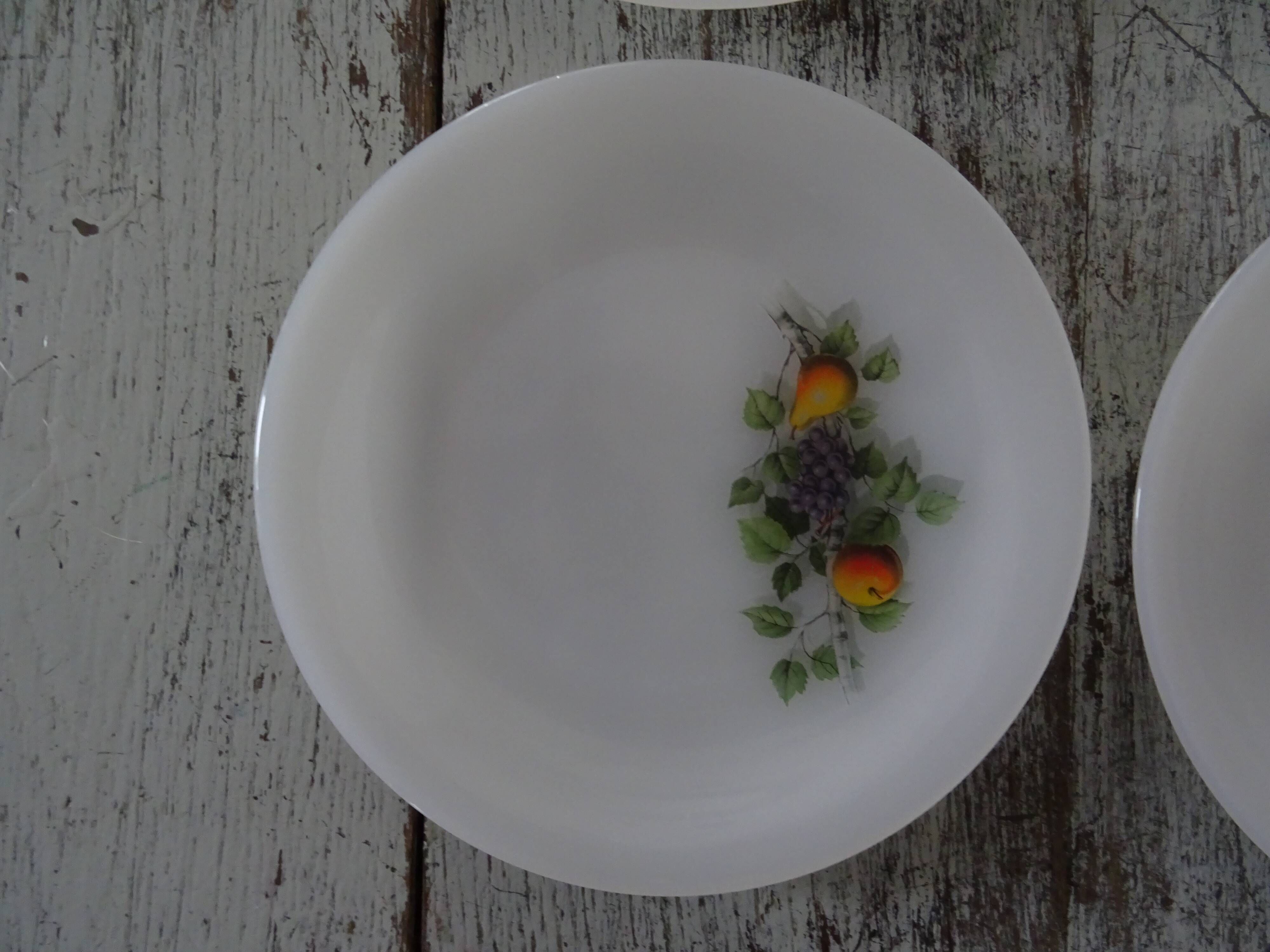 6 Dessert plates Arcopal model Fruits de France apple pear vintage grape