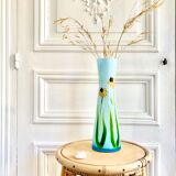 Vase opalin soliflore décor fleurs
