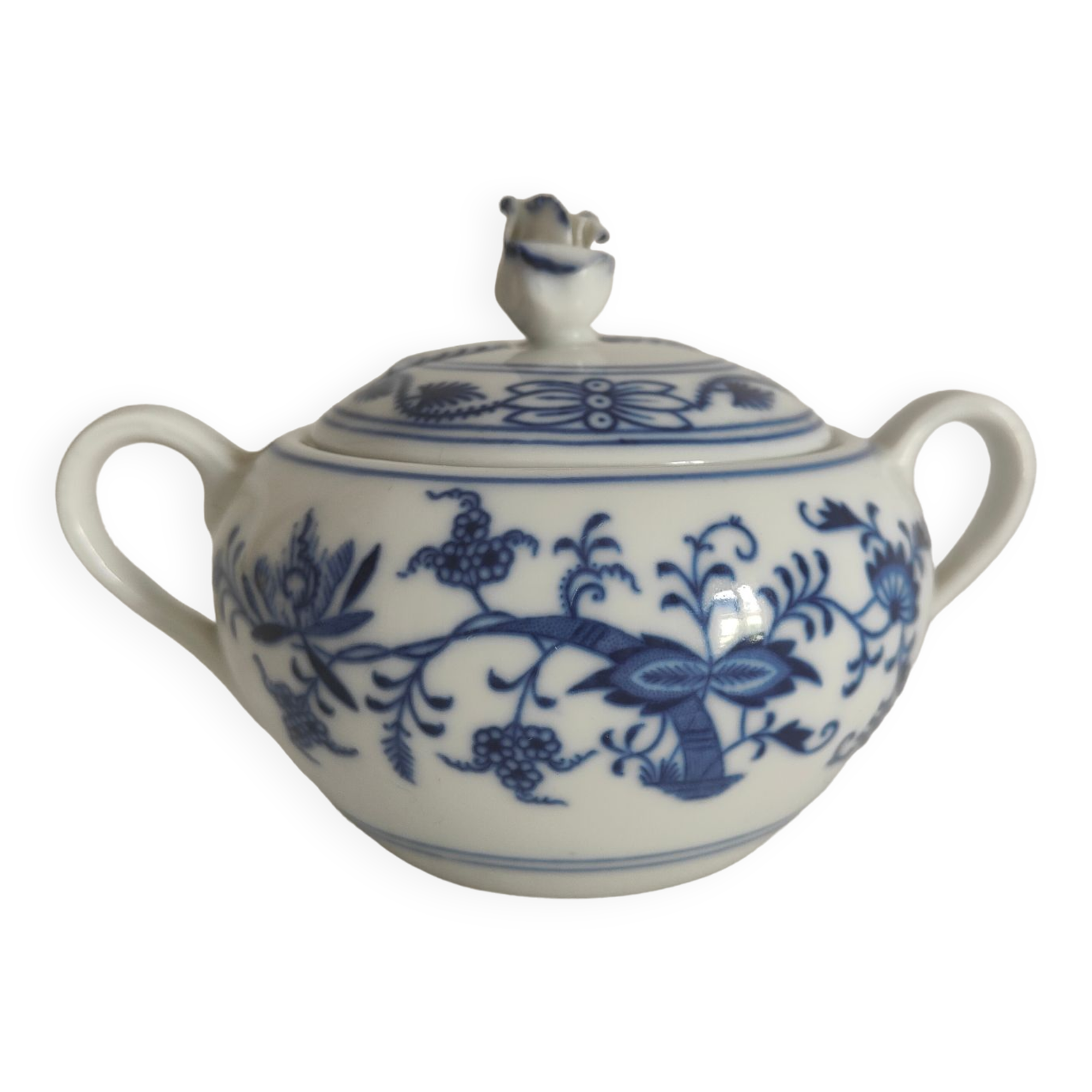 ANCIEN SUCRIER PORCELAINE de Paris decor fleurs prise couvercle forme