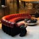 DS 600 model sofa or snake in dark red leather.