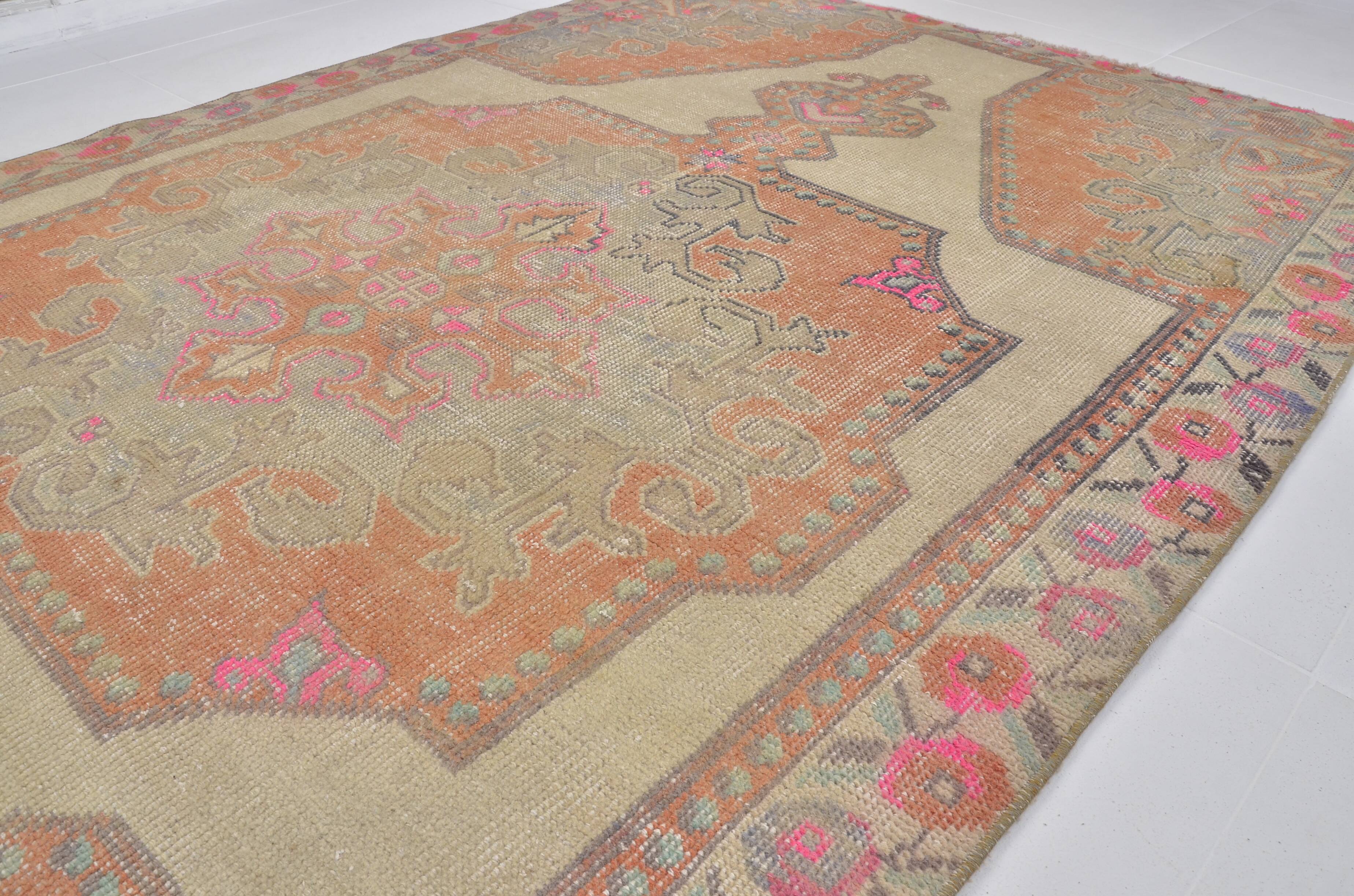 Orange & Beige Wool Handmade Rug sku 2607