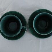 Lot de 2 tasses + soucoupes vintage vertes