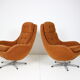 Set of two orange wing armchairs Interier Praha, Czechoslovakia