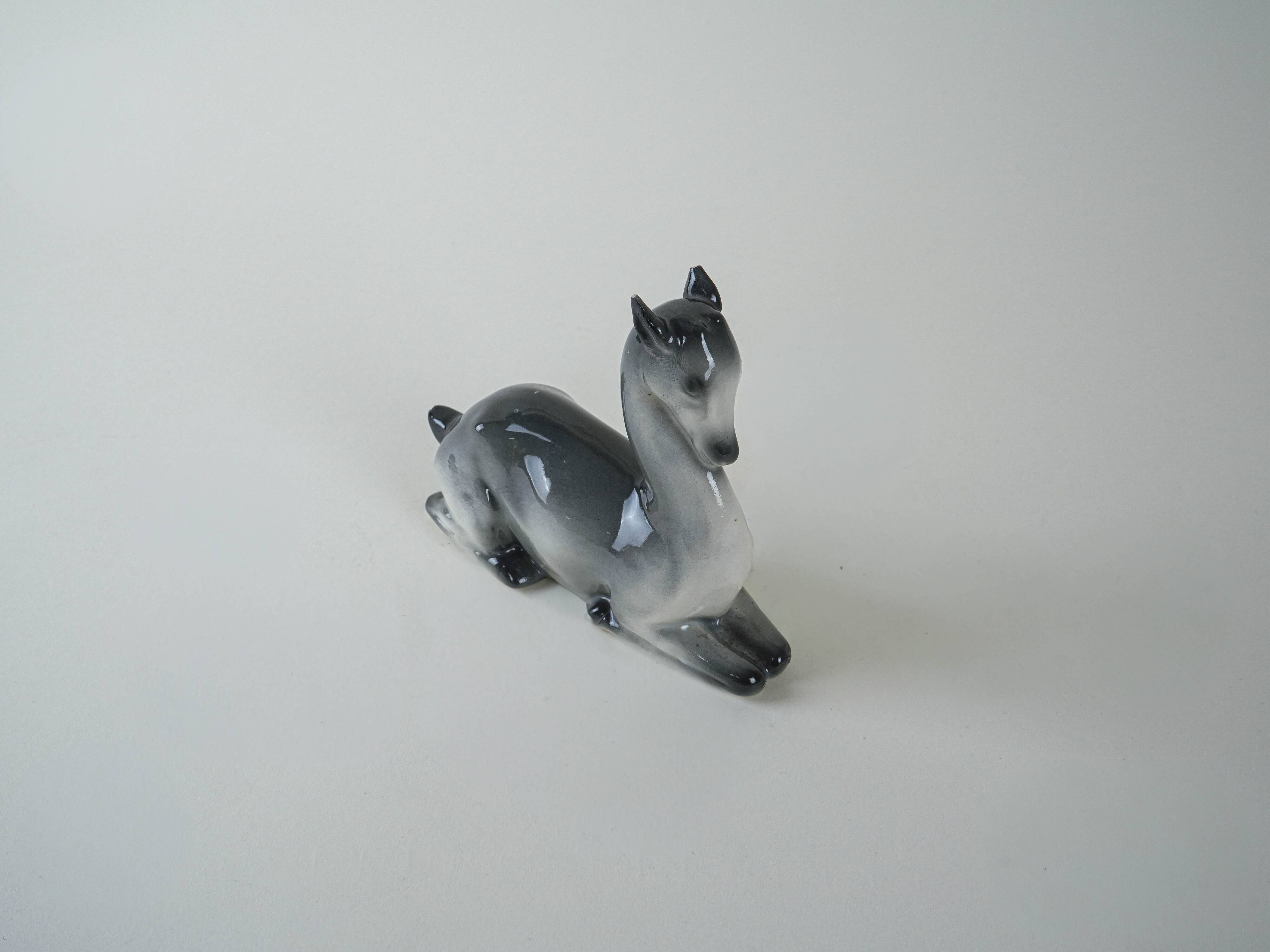 Ceramic deer figurine, Danish design, 1970s, production: Denmark
