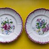 2 Desvres earthenware plates with Strasbourg decor by Henri Chaumeil? - Flower patterns