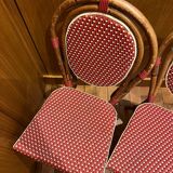 4 chaises bistrot Bamboo - rouge et crème
