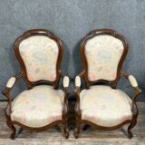 Pair of Napoleon III period mahogany armchairs