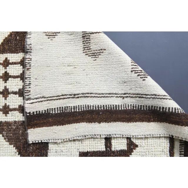 Vintage Turkish Oushak handmade wool cotton white runner rug 100x350