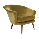 Fauteuil organique danois scandinave années 50/60 vintage vert glacé
