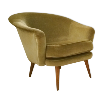 Fauteuil organique danois scandinave années 50/60 vintage vert glacé