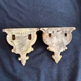 Small wooden consoles, green and beige