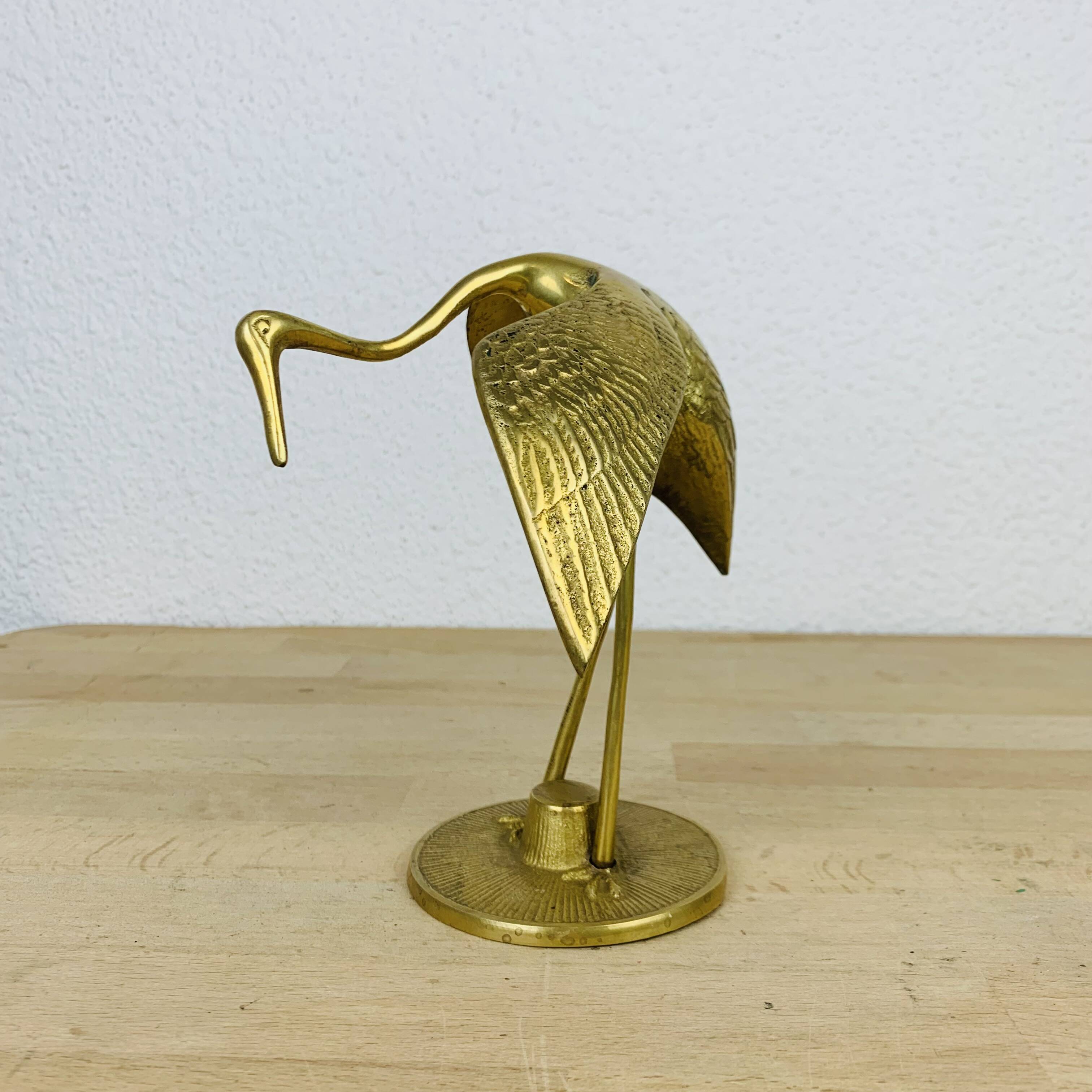 Vintage golden brass heron