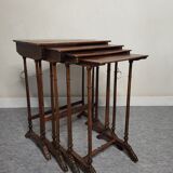 Pyroengraved wooden trundle tables