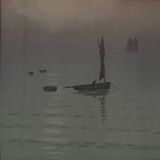 Lithograph by Henri Rivière The Beautiful Country of Brittany - Mist at Sea