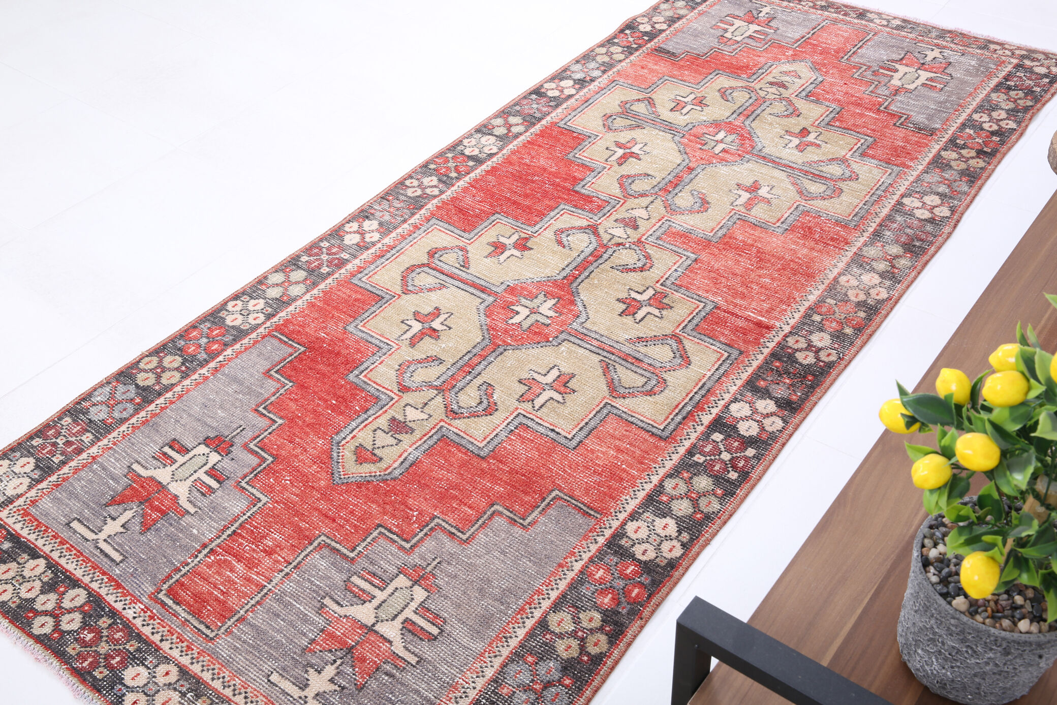 3x8 oriental madallion turkish runner rug,107x247cm