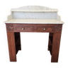 Dressing table, 2 drawers, solid wood and white marble, art deco