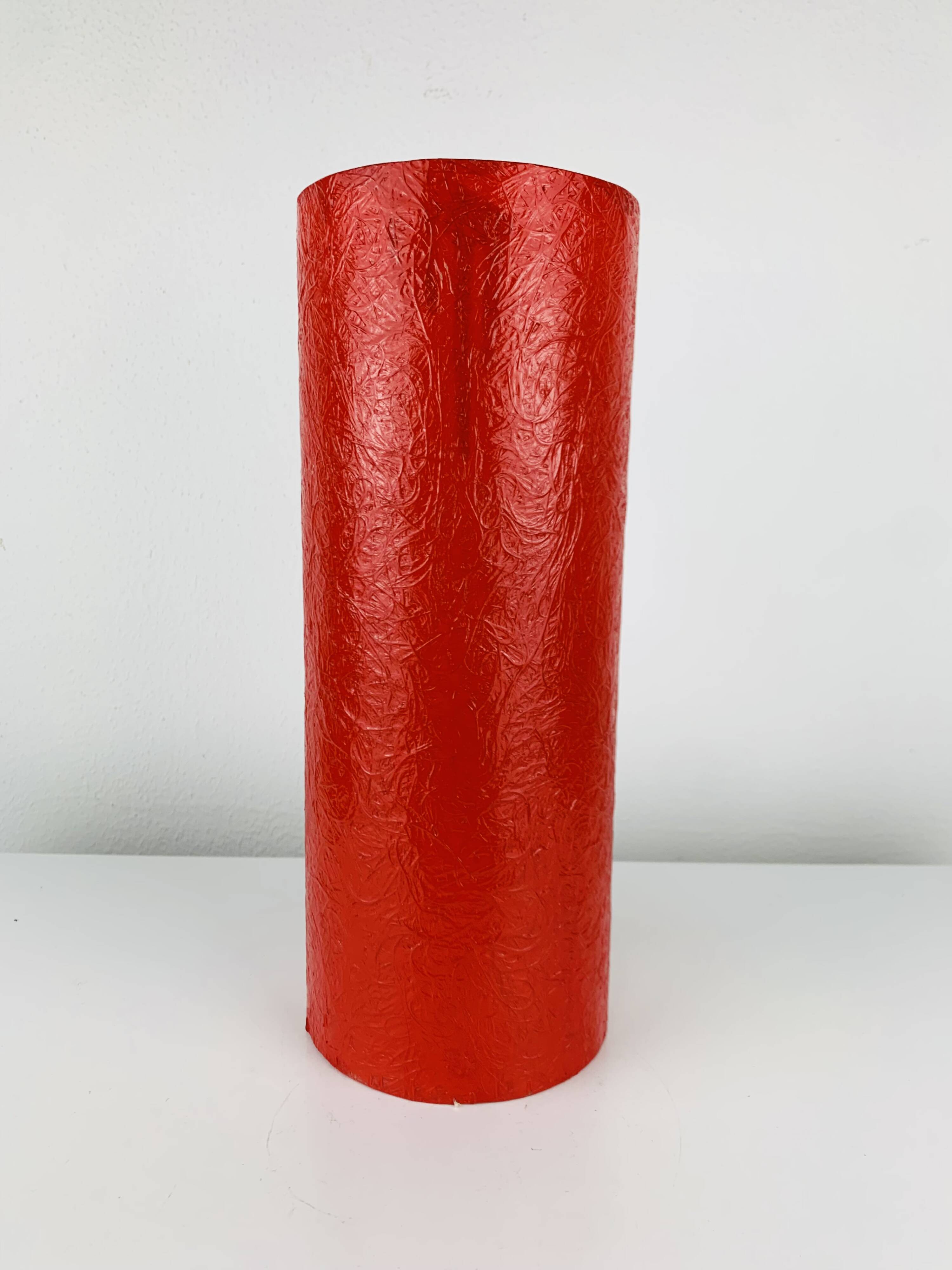 Red stone and fibreglass lamp, vintage