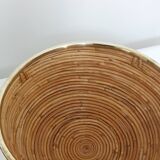 Rattan and brass fruit bowl 1970s