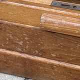 Double-column oak filing cabinet with curtains, 1950s.
