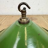 Industrial British Green Enamel Factory Pendant Lamp, 1950s