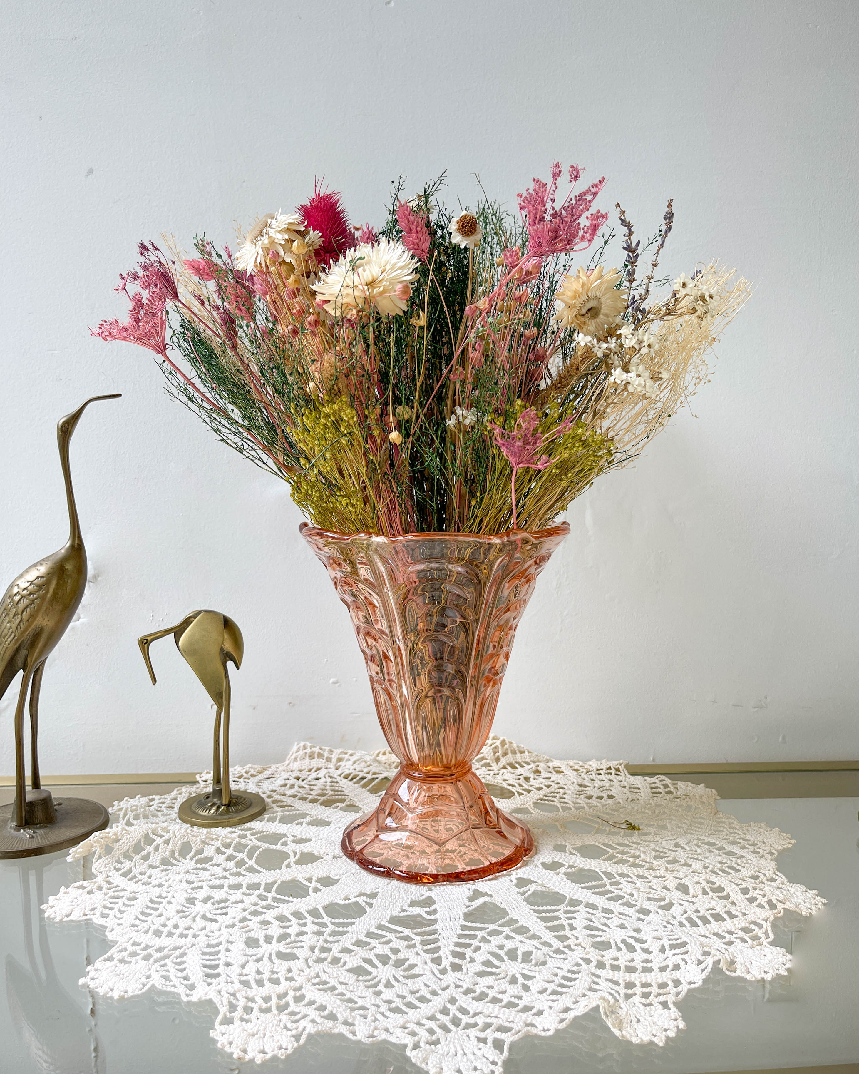 Vintage Art Deco style pink glass vase