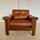 Mid-century vintage Scandinavian leather lounge chair in cognac brown leather