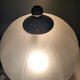 Chrome table lamp with satin crystal shade