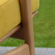 Scandinavian armchair, yellow fabric, natural wood