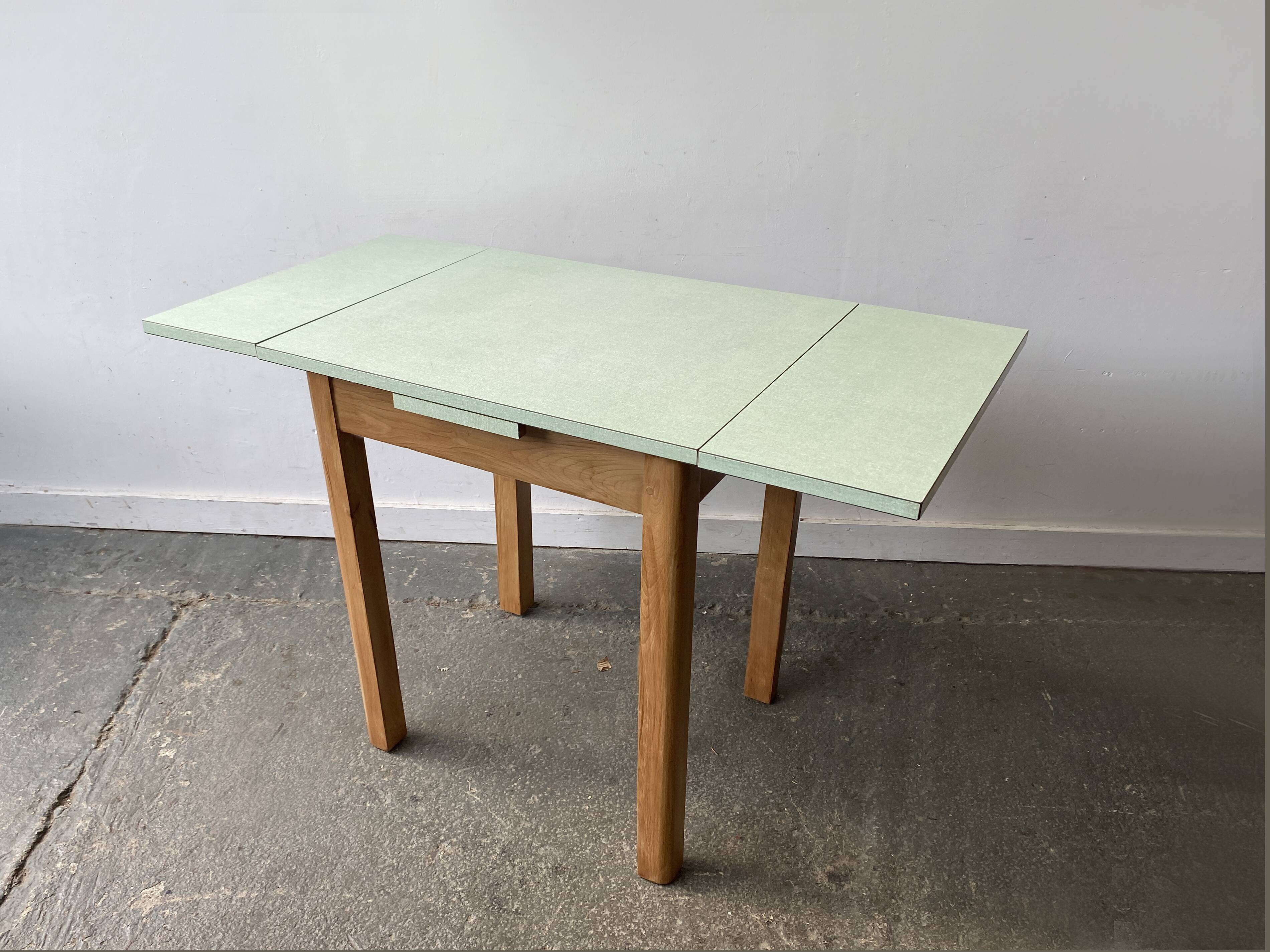 Mid-Century Vintage Draw-Leaf Kitchen Dining Table with Formica Top